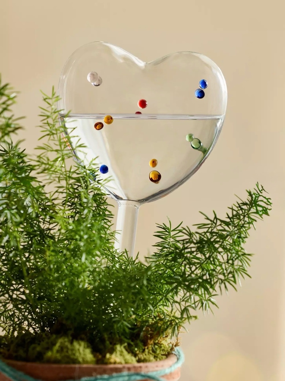 NEW Anthropologie X Terrain Confetti Glass Heart Watering Globes, Set of 2